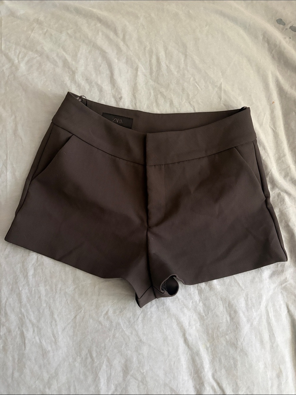 Zara Dark Brown High-Waist Tailored Women's Shorts